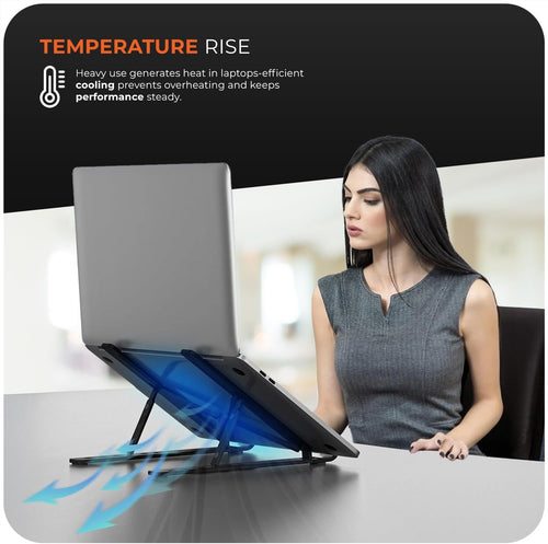 Roe Tenpo Laptop Stand For Desk, 6 Levels Height Adjustable Laptop Riser For Desk, Foldable & Portable, Compatible with MacBook Air/Pro, HP, ASUS, Dell, Most 10-15.6" Laptops/Tablets (Black)