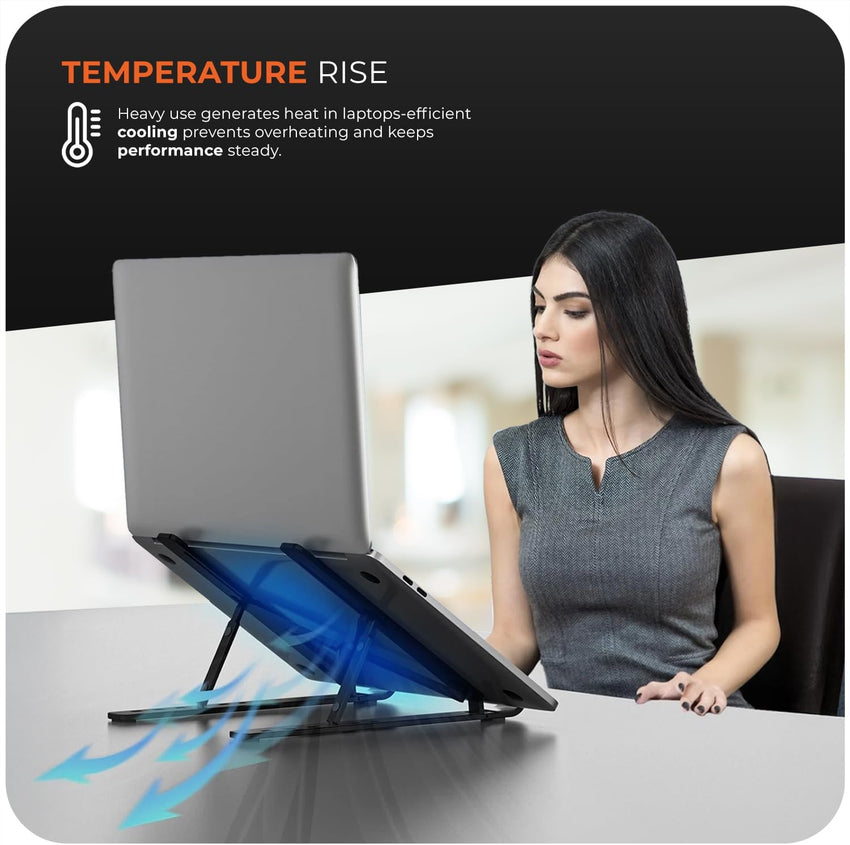 Roe Tenpo Laptop Stand For Desk, 6 Levels Height Adjustable Laptop Riser For Desk, Foldable & Portable, Compatible with MacBook Air/Pro, HP, ASUS, Dell, Most 10-15.6" Laptops/Tablets (Black)