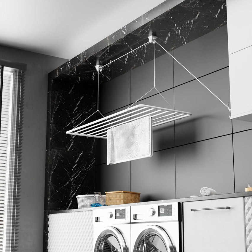 Ceiling-Mounted Clothes Dryer 70x50cm Foldable Airer â White