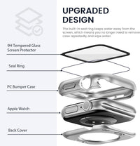Kamita Waterproof Case Compatible with Apple Watch Series 11/Series 10 42mm, Hard PC Bumper Cases with Tempered Glass Screen Protector, All-Round Protective Cover for iWatch 11/iWatch 10 42 (Silver)