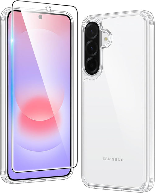 FNTCASE for Samsung Galaxy A36-5G Case: Military Grade Drop Protection Anti Yellowing Cell Phone Cover - Rugged Shockproof Protective Bumper Transparent Cases(Black)