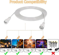 Redefun 3M 2 Pin Extension Cable, Waterproof Cord Anti-Corrosion Extension Lead Wire for Outdoor String Lights, Festoon Lights, G40 Globe Light, Icicle Curtain Net Light