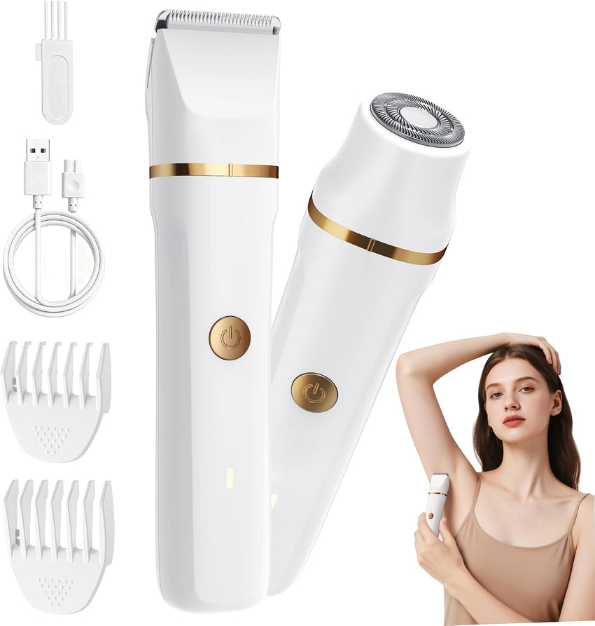Women's 3âinâ1 Electric Shaver Bikini & Nose Trimmer IPX7 Waterproof Rechargeable â Cream