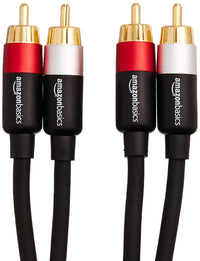 Amazon Basics 2 RCA Audio Cable for Amplifier,Active Speakers or Subwoofer with Gold-Plated Plugs, 1.22 m, Black