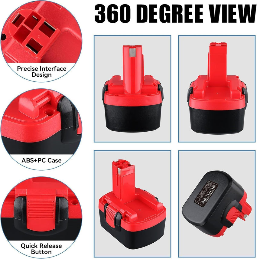 1 Pack 4.8Ah Ni-MH BAT038 Replacement for Bosch 14.4V Battery BAT040 BAT041 BAT140 BAT159 2607335533 2607335275 2607335685 13614 Compatible with Bosch PSR 14.4 AHS PSB GST Cordless Tools