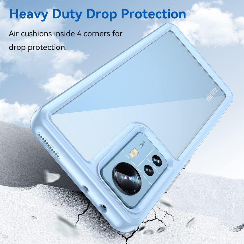 Asuwish Phone Case for Xiaomi 12/12S/12X 5G with Tempered Glass Screen Protector Cover and Cell Accessories Slim Soft TPU Silicone Rubber Protective Mobile Mi X12 Women Men Transparent Clear Blue