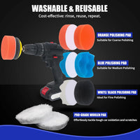 Pomsare 133pcs Sanding Discs Car Polishing Pads Kit for Drill, 75mm Wet and Dry Sandpaper 60-10000 Grits, Car Headlight Restoration Kit, Drill Sanding Attachments Buffing Pads for Auto, Wood and Metal