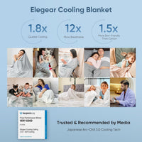 Elegear Cooling Blanket for Summer, Q-Max 0.5 Japanese Arc-Chill 3.0 Cool Fiber Throw for Hot Sleepers, Night Sweats, Adult Kids Sofa Car Travel, Lightweight, Single Bed, 130x170cm, Gray
