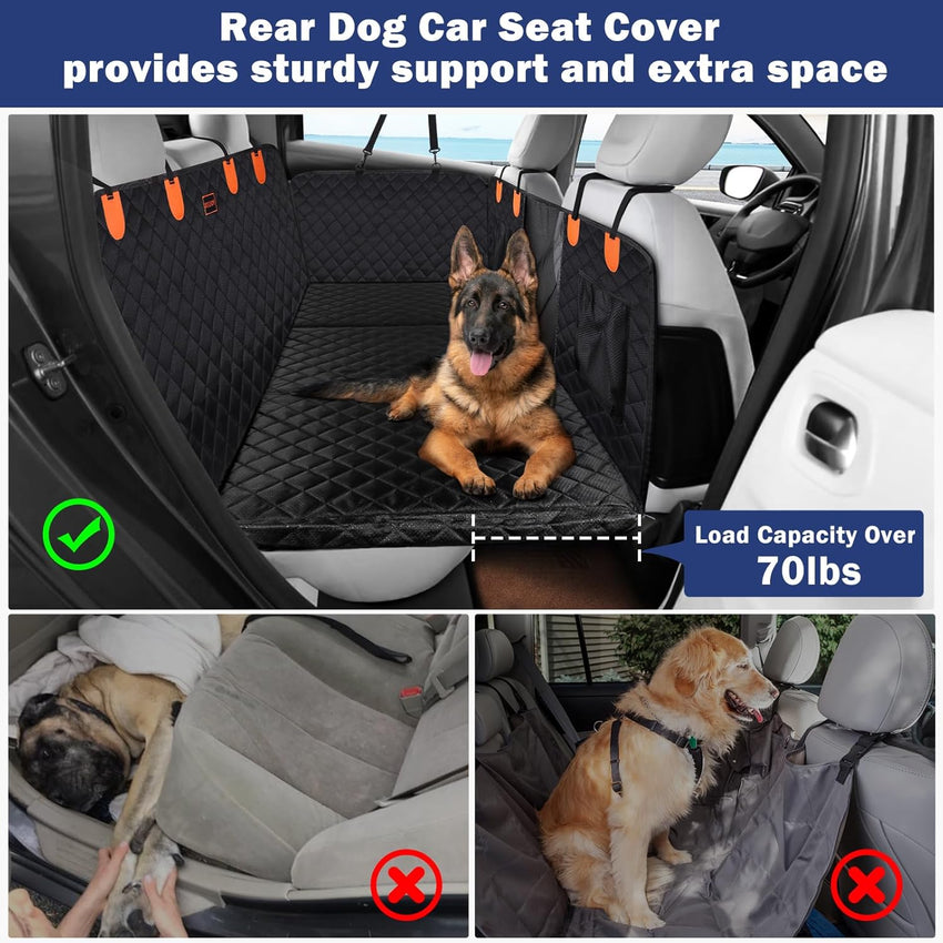 JOEJOY Back Seat Extender for Dogs - Dog Car Seat Cover for Dogs Waterproof & Foldable, Non-Slip Back Seat Cover with Hard Bottom for Cars, Trucks and SUVs, Suit for Travel Camping