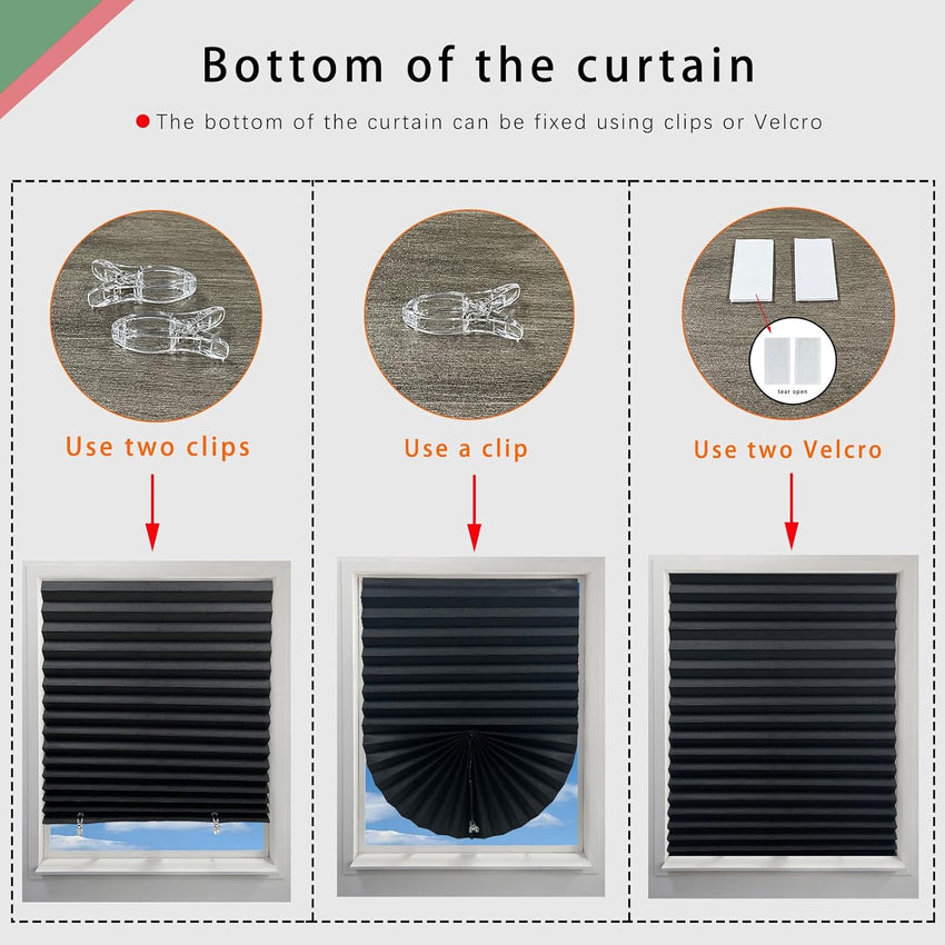Laaorr 2 Pack Temporary Blinds Pleated Paper Blinds 90x180cm Ã¢ÂÂ Black