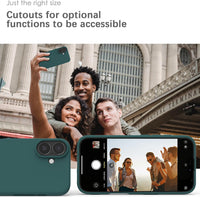 YATWIN Silicone Case for iPhone 16, Soft-Touch, Shockproof, DustProof, Antiskid Full Body Armour Phone Cover for Apple iPhone 16 - Dark Green