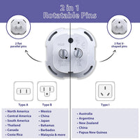 TechMax Pack of 2 UK to US Plug Adaptor Type G to Type A and B UK to USA, Canada, Japan, Thailand, Mexico, Jamaica, Dominican Republic, Barbados, China and more 2 Pin Flat Travel Adapter (White)
