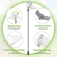 4.2M Apple Picker with Telescopic Handle, Fruit Picker Tool with Basket, Adjustable Head, Lightweight Apple Tree Picker Tool, Easy to Assemble, Aluminium Pole & Fabric Bag for Easy Harvesting