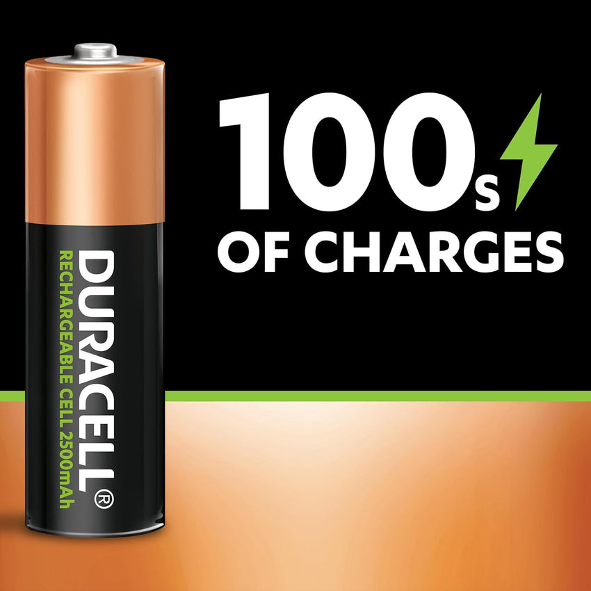 Duracell Rechargeable AA Batteries (Pack of 4), 2500 mAh NiMH, pre-charged, Our No.1 Longest Lasting Rechargeable Battery