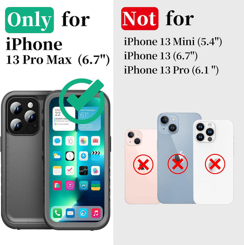 Cozycase for iPhone 13 Pro Max Waterproof Shockproof Case with Screen/Camera Protector - Unbreakable/Heavy Duty/Front and Back Coverã360 Full Body ProtectiveãUnderwater Dustproof Antishock Hard Bumper