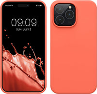 kwmobile Case for iPhone 14 Pro Max Case - Slim Soft TPU Silicone Cover - Works with Wireless Charging - Vivid Coral