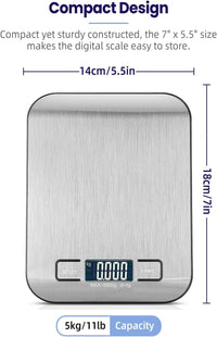 Digital Kitchen Scales 11 lb Backlit LCD Tare Touch Buttons 5 units duracell batteries