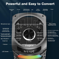 Portable Bluetooth Speaker 100W Big Powerful Wireless Boombox TWS Pairing Loud Stereo Sound Deep Bass Large Party Speakers with Subwoofer LED Lights for Outdoor Home Camping