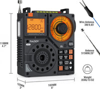 Raddy RF320 APP Control Shortwave Radio, AIR/FM/VHF/SWReceiver with Bluetooth, Portable Radio Rechargeable with 9.85 Ft Wire Antenna
