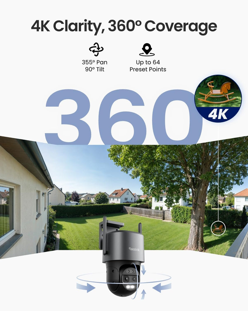Reolink 4K Dual-Lens PTZ Outdoor Security Camera 6x Hybrid Zoom Auto-Tracking â Grey