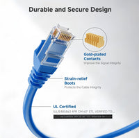 Cable Matters 10Gbps 5-Color Combo Snagless Cat 6 Ethernet Cable, 1ft | Multicolored: Black/Blue/White/Green/Red, 24 AWG Bare Copper, Cat 6 Cable