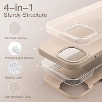 JETech Silicone Case for iPhone 13 Pro 6.1-Inch, Silky-Soft Touch Full-Body Protective Phone Case, Shockproof Cover with Microfiber Lining (Beige)