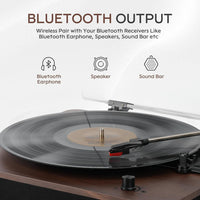 Retrospiler Record Player, Bluetooth Input & Output Turntable with Built-in Speakers, FM Radio, Vinyl-MP3 Recording, USB & SD Playback, LED Screen, Walnut...