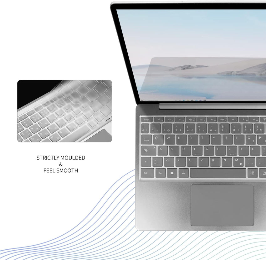 Digi-Tatoo Ultra Thin Keyboard Cover for Microsoft Surface Laptop Go/Laptop Go2 with Fingerprint Power Button (8GB RAM Memory ONLY) 12.4'', Premium High Transparency Keyboard Skin Protector