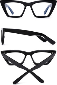GLINDAR Cat Eye Blue Light Blocking Glasses Vintage Narrow Square Ã¢ÂÂ Black