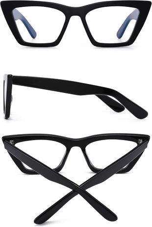 GLINDAR Cat Eye Blue Light Blocking Glasses Vintage Narrow Square Ã¢ÂÂ Black