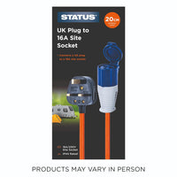 UK Plug to 16A Site Socket Adaptor Cable IP44 Weatherproof â 20cm