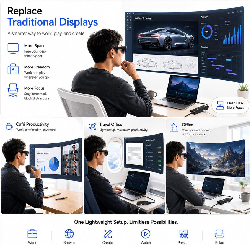 AR Glasses HDMI to USB-C Display Adapter 4.9ft 4K@60Hz Play and Charge
