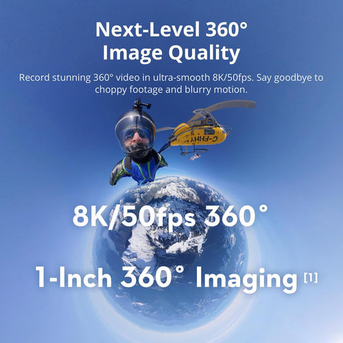 DJI Osmo 360 Standard Combo, 360 Camera With 1-Inch 360^0 Imaging, Native 8K 360^0 Video, 4K/120fps & 170^0 Boost Video, 120MP 360^0 Photo, 100-Min 8K Recording, Waterproof, Action Camera for Sports, Vlog
