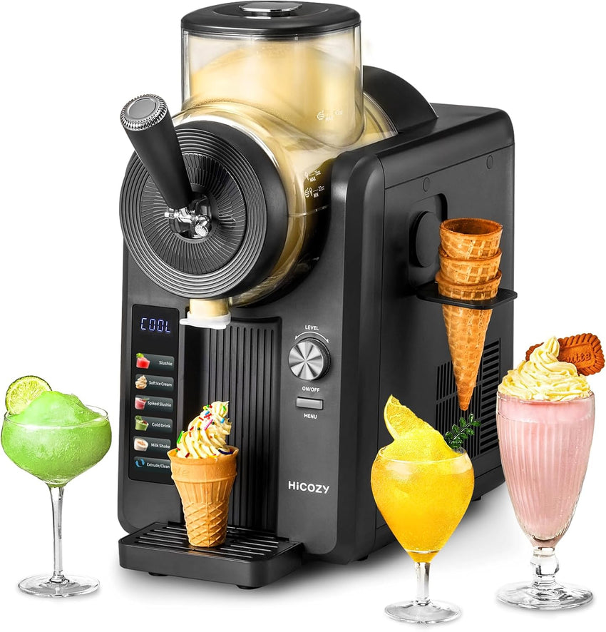 HiCOZY F3 Slush Machine Ice Cream Maker 5 Preset Modes NEW Black