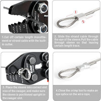 Wire Rope Crimper Built-in Cutter 0.1-2.2mm