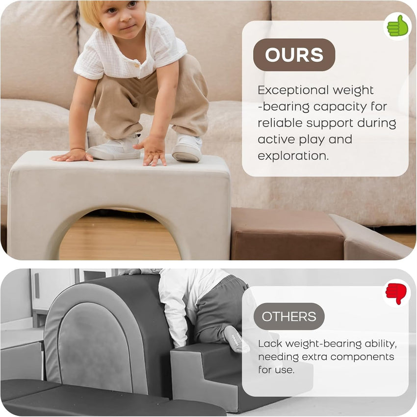 BanaSuper Kids Soft Play Set, Baby Foam Climbing Blocks, Climb and Crawl Foam Blocks, Toddler Indoor Soft Playground for Sensory Motor Skills, Montessori Activity Toys, EN71 Certified, Grey