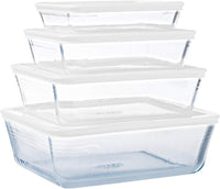 PyrexÂ® Cook & Freeze Set of 4 Glass Dishes with Airtight Lids (0.8 L, 1.5 L, 2.6 L, 4 L) - Special Freezing - BPA Free