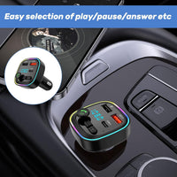 Car Bluetooth Transmitter,5.3 FM Bluetooth Car Adapter,PD 20W & QC 3.0 Fast Charging,FM Bluetooth Transmitter Car Dual Usb+1 Type-C,Hands Free Calling FM Transmitter Bluetooth Car,Supports USB/TF/SD