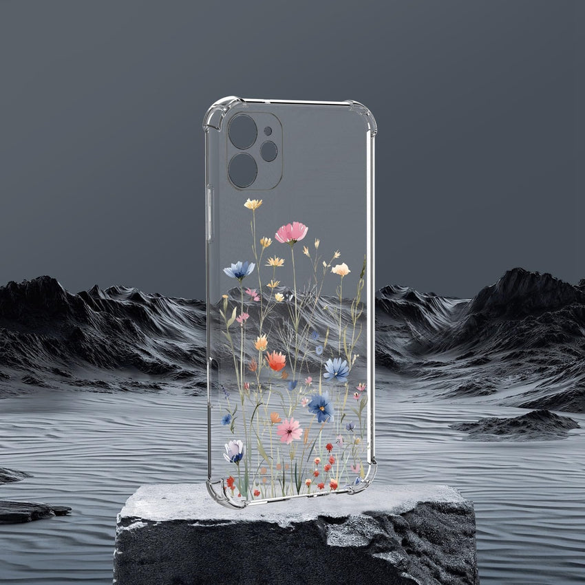 ChoosEU Clear Case for iPhone 11 Floral Pattern Print Design for Women Girls Slim Silicone Phone Case Protective Cover with Shockproof Airbag Soft TPU Flower Transparent Phone Cover - Blue Pink