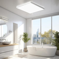 MLOQI Bathroom Lights Ceiling Square LED Ceiling Light Super Thin, 36W 5000K Daylight White IP44 Waterproof Lighting Fixture for Office Kitchen Hallway Living Room(White Edge)