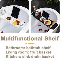 Expandable Drain Bath Shelf Caddy Tray, Multifunctional Plastic Bathtub Tray Bathroom Organizer Simple Stylish Bathtub Storage Rack for Candle Towel, Book, Wine, Phone, Shower (Grey)