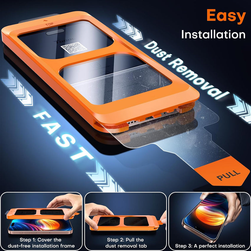 TOCOL for 17 Pro Max / 16 Pro Max Privacy Screen Protector 6.9-Inch, True 25Â°Anti Spy, Instant Installation, Full Coverage Protection, Tempered Glass Shatterproof, Case Friendly, 2 Pack