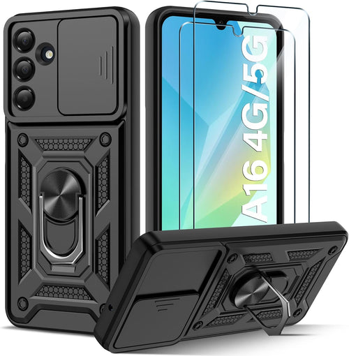 Guisessy Phone Case for Samsung Galaxy A56 5G Case with Ring Kickstand Slide Camera Full Body Protective Shockproof Silicone Tough Hard Armour A56 Cover