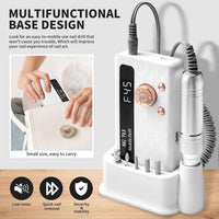 Professional Electric Nail Drill 45,000RPM Portable with 13 Bits 56 Bands LED Screen â White