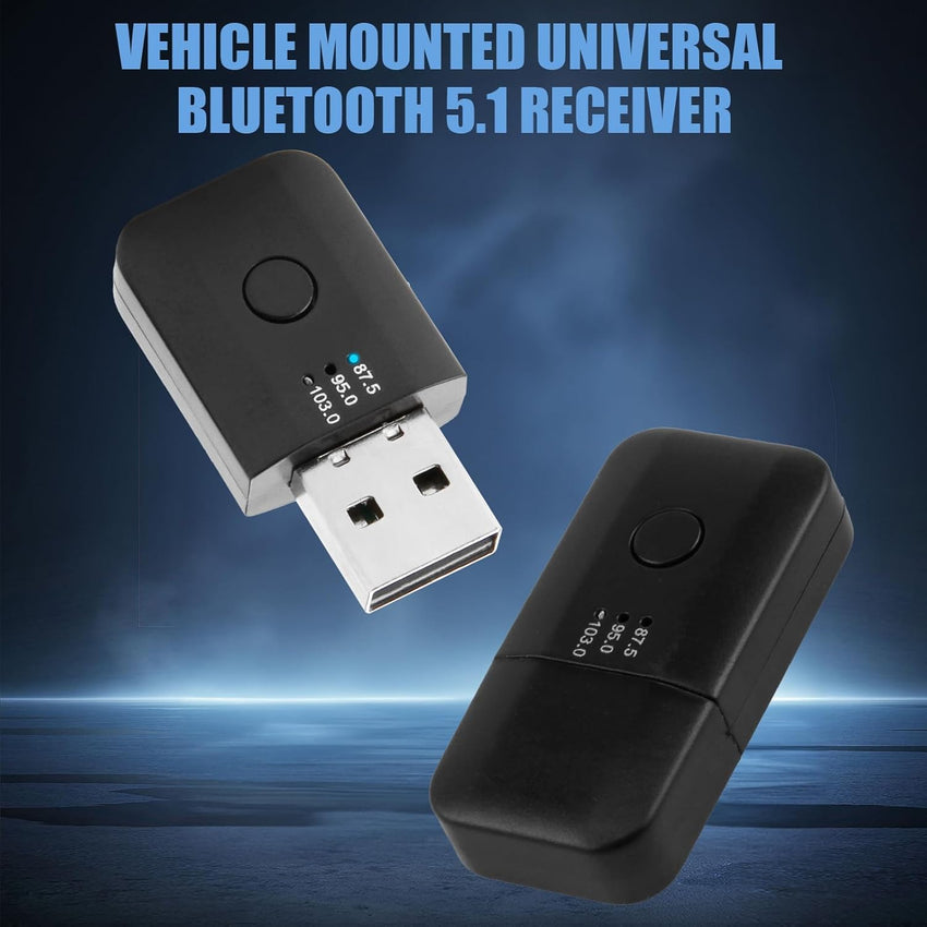 Car Bluetooth 5.1 FM Transmitter,USB Bluetooth Adapter for Car Stereo Universal Wireless Audio Music Receiver Adapter with Hands-Free Calling 3 FM Frequencies, Auto Memory