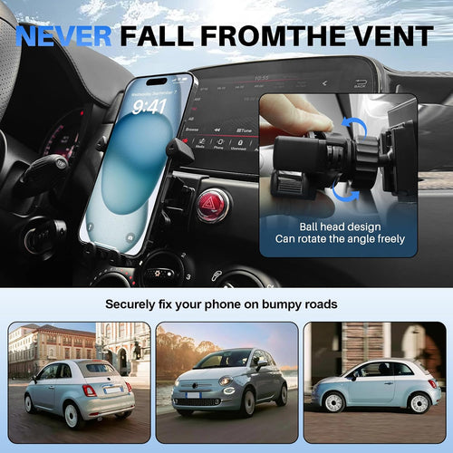 KUNGKIC For FIAT 500 2008-2023 Abarth 595 2012-2023 Car Phone Holder Adjustable Car Phone Holder Accessories Interior 360°Rotation Zinc Alloy ABS