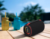 groov e Wave Glow Wireless Speaker - 10W Portable Travel Speaker with LED Lights, 8 Hours Audio Playback, Rechargeable Battery, Bluetooth Connectivity - Black
