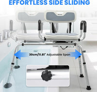 Sliding Bathtub Transfer Bench 360ÃÂ° Rotating Shower Chair Height Adjustable