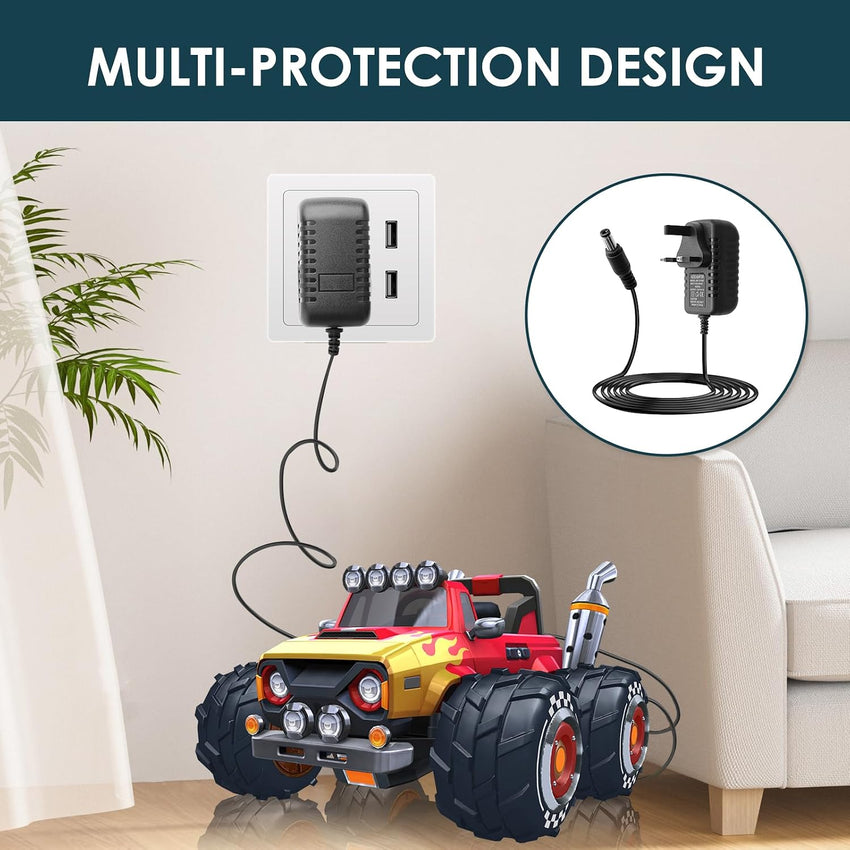 12V 1A Power Supply Adapter UK Plug, AC 100-240V to DC 12V Charger with 5.5x2.1mm Jack, Compatible with Ride On Car LED Strip CCTV Camera Monitor Router, Smart Protection Power Adapter for Home Use