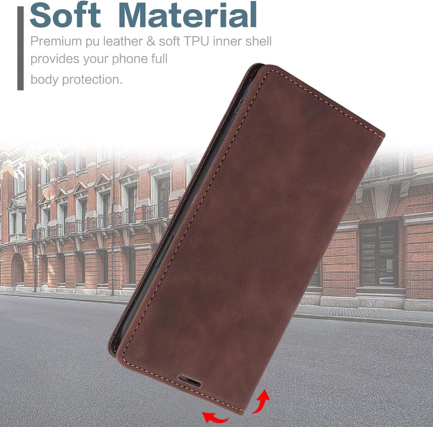 Case for Oppo Reno 13 Pro 5G â Premium Synthetic Leather Case with Silicone Interior, Anti-Shock, Wallet Book Cover, Stand, Slots, Magnetic Closure -Brown